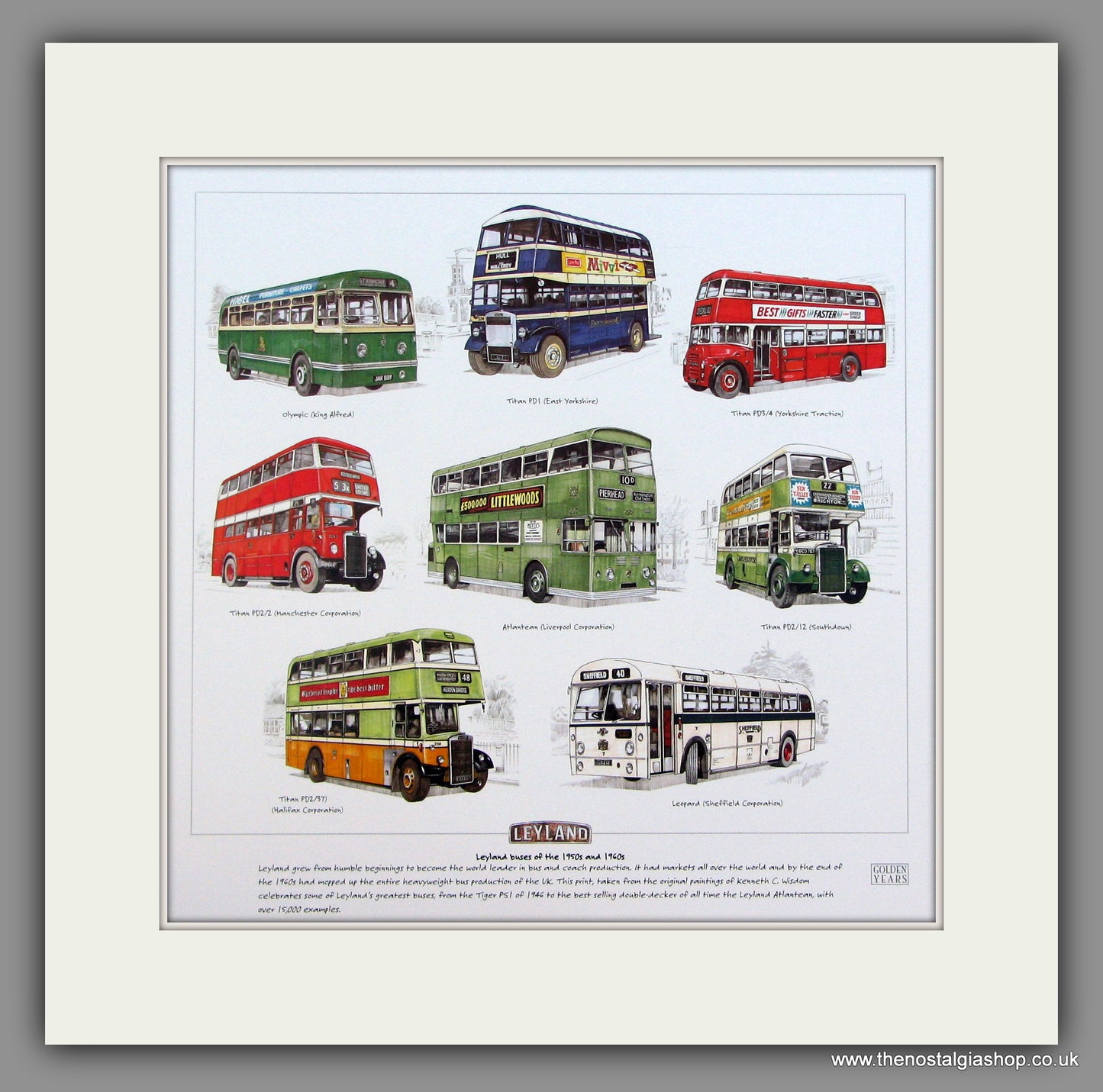 Buses; Leyland of the 1950s & 1960s  Mounted print