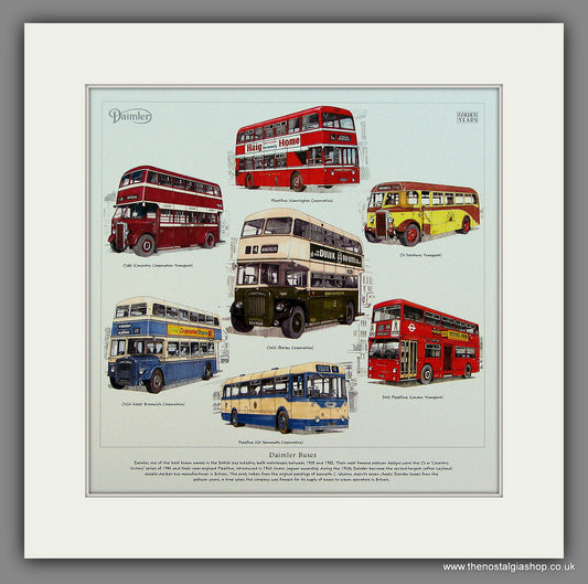Buses, Daimler Buses. Mounted Print.