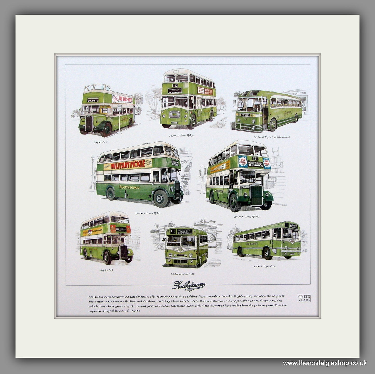Buses; Southdown  Mounted print