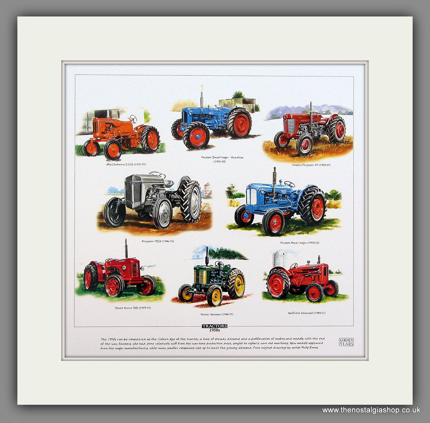 Tractors 1950s  Mounted print