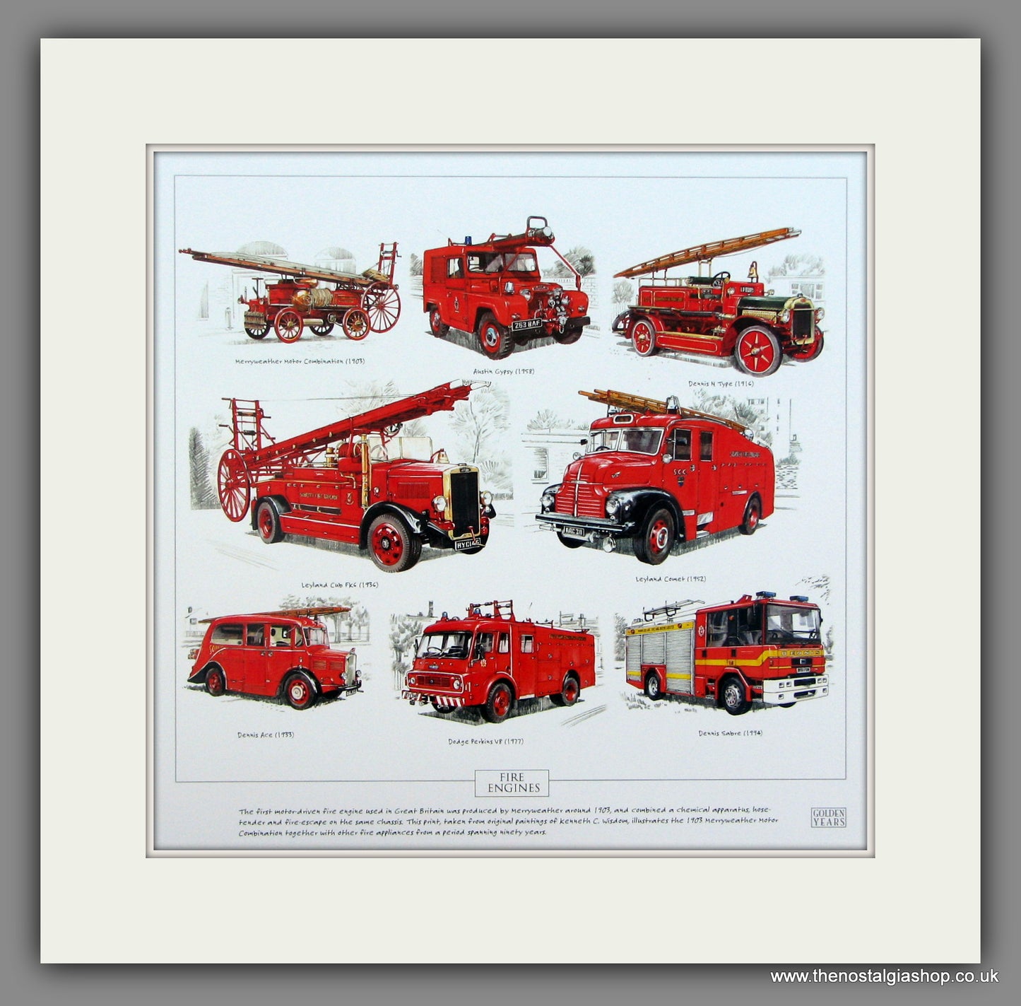 Fire Engines 2.  Mounted print