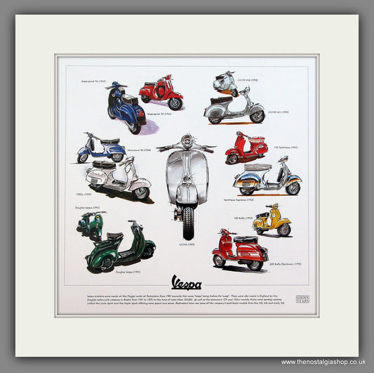 Vespa Scooters. Mounted Print.