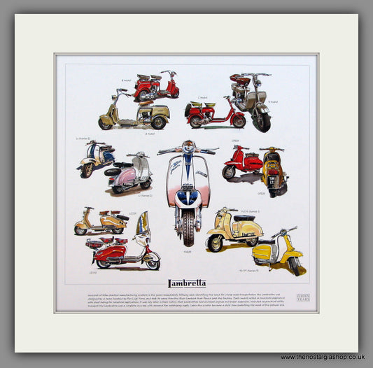 Lambretta Scooters. Mounted Print.
