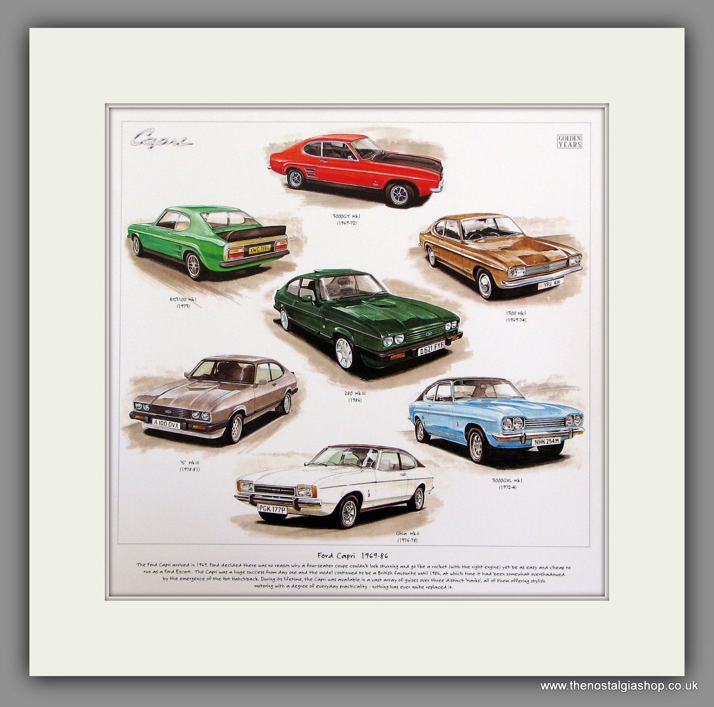 Ford Capri 1969-86 Mounted Car Print
