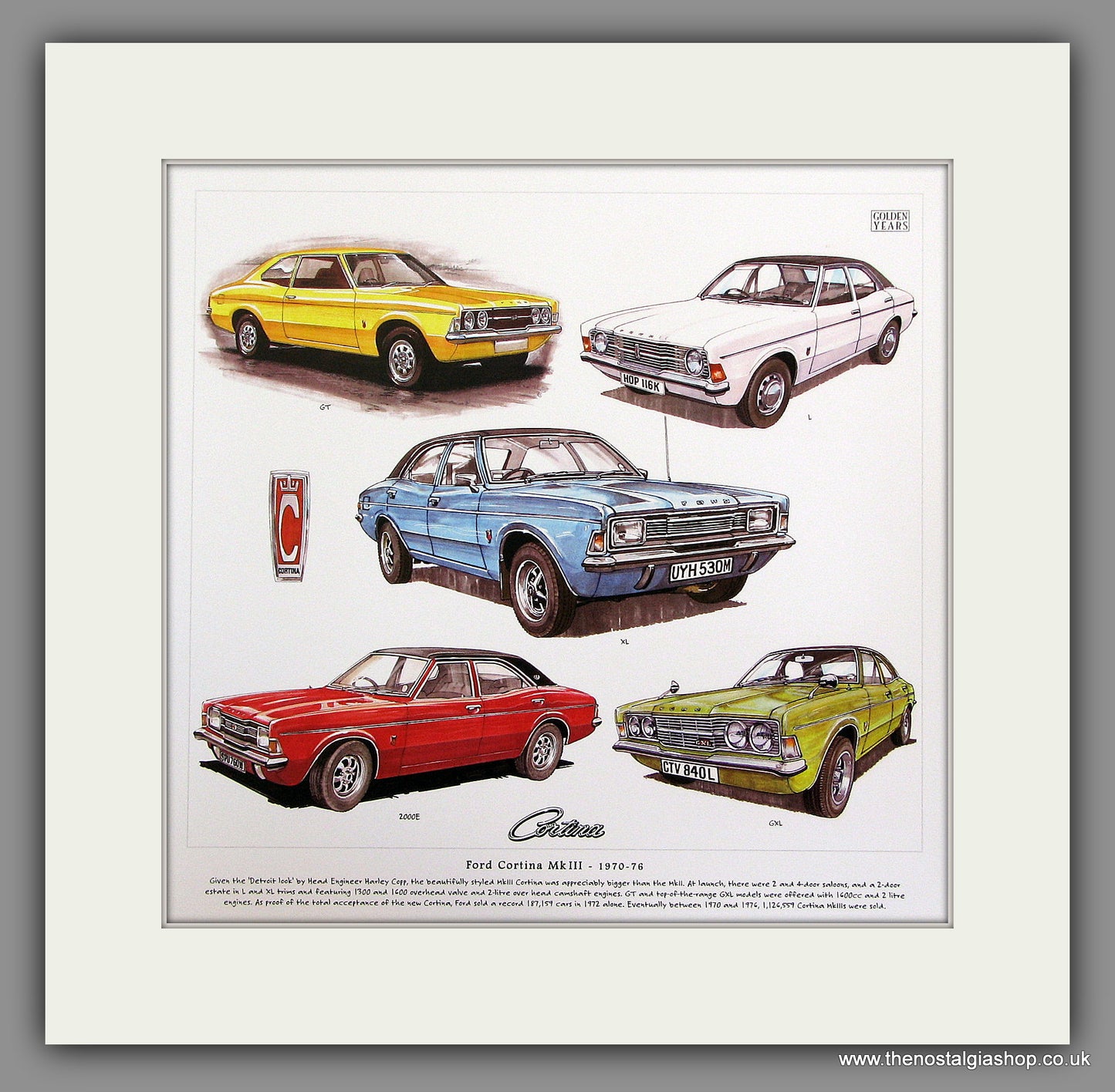 Ford Cortina MkIII 1970-76 Mounted Car Print