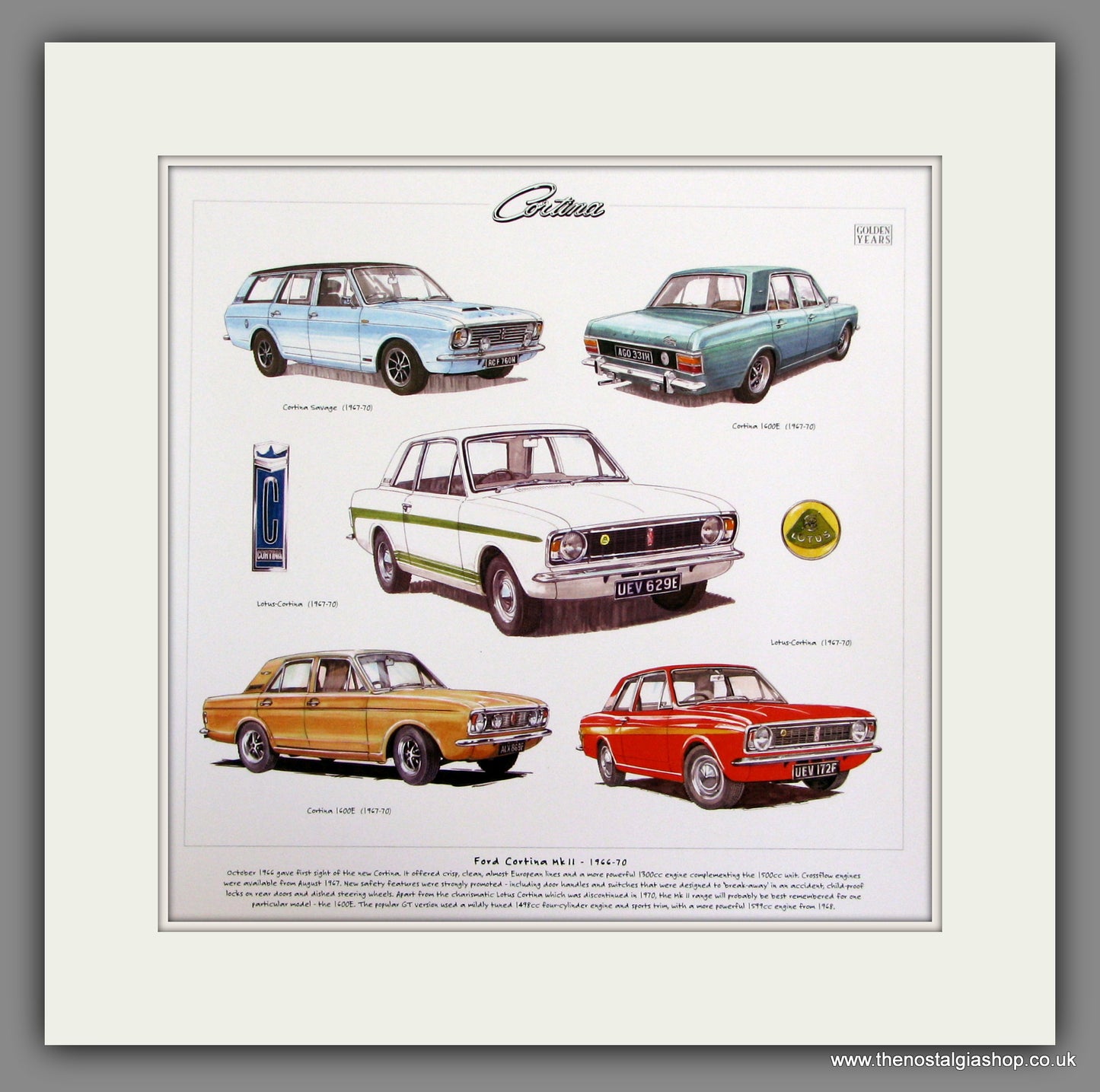 Ford Cortina MkII 1966-70 Mounted Car Print