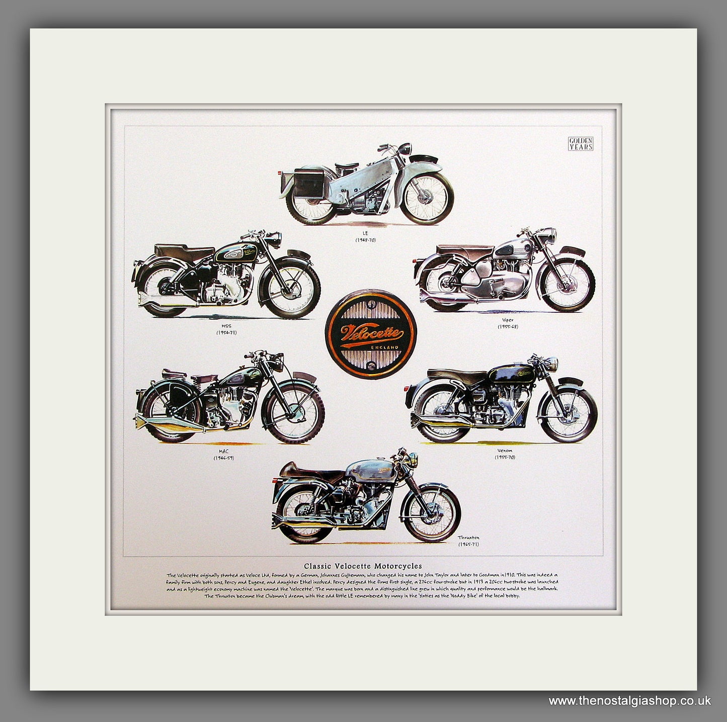 Velocette Motorcycles Mounted Print