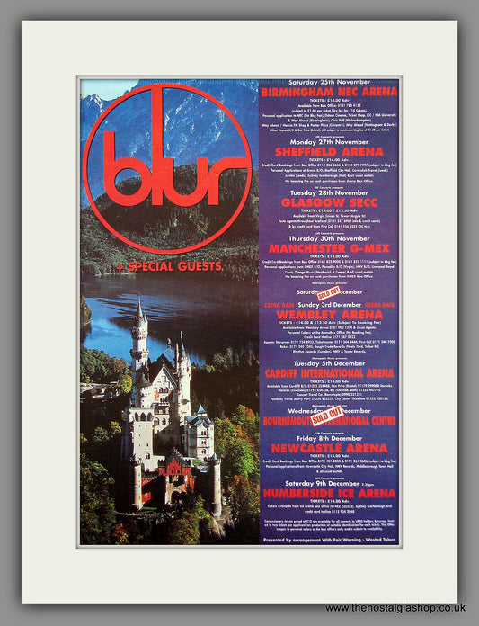 Blur. UK Tour Dates '95. Original Advert 1995 (ref AD11667)