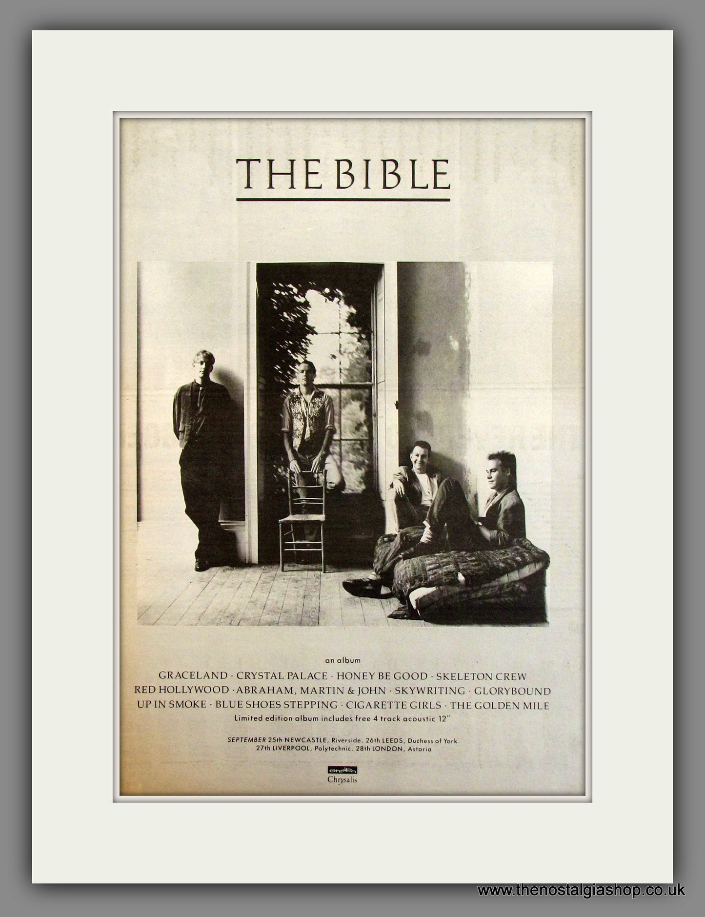The Bible, An Album. Original Advert 1989 (ref AD11682)
