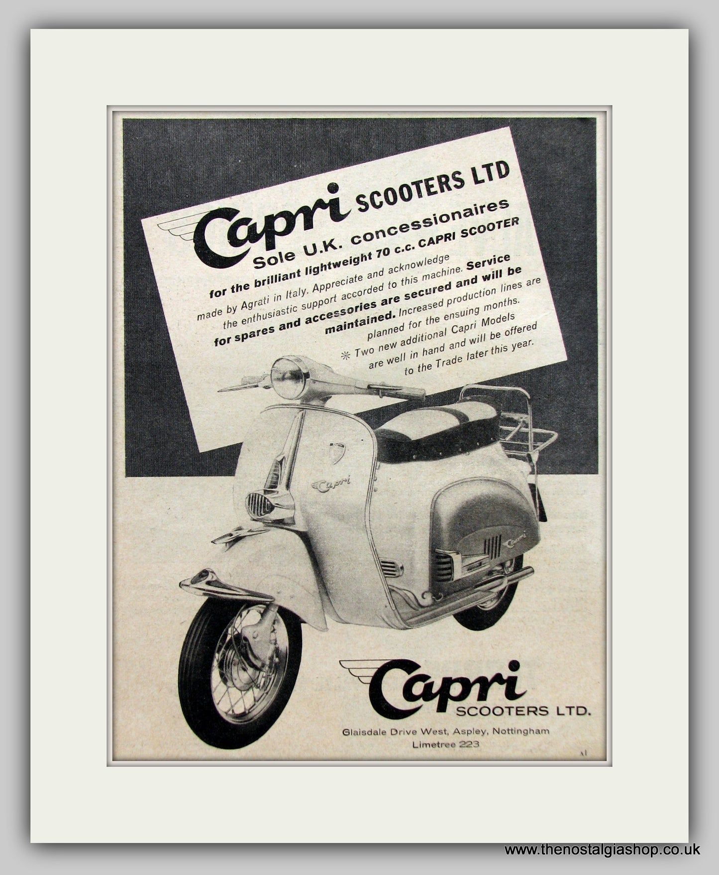 Capri 70cc Scooter 1960 Original Advert (ref AD6818)