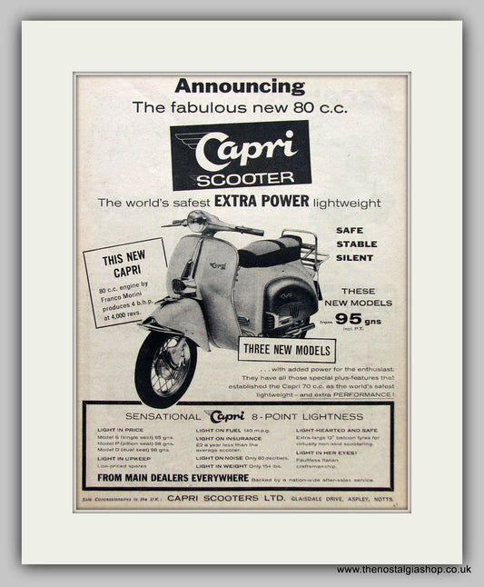 Capri 80cc Scooter 1960 Original Advert (ref AD6821)