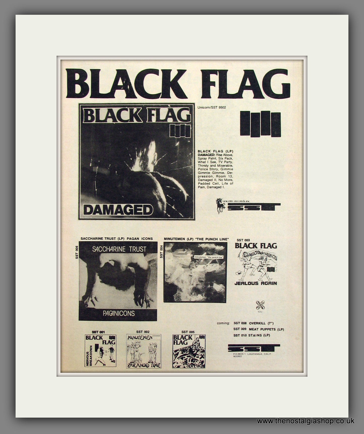 Black Flag. Damaged. Original Advert 1982 (ref AD11694)