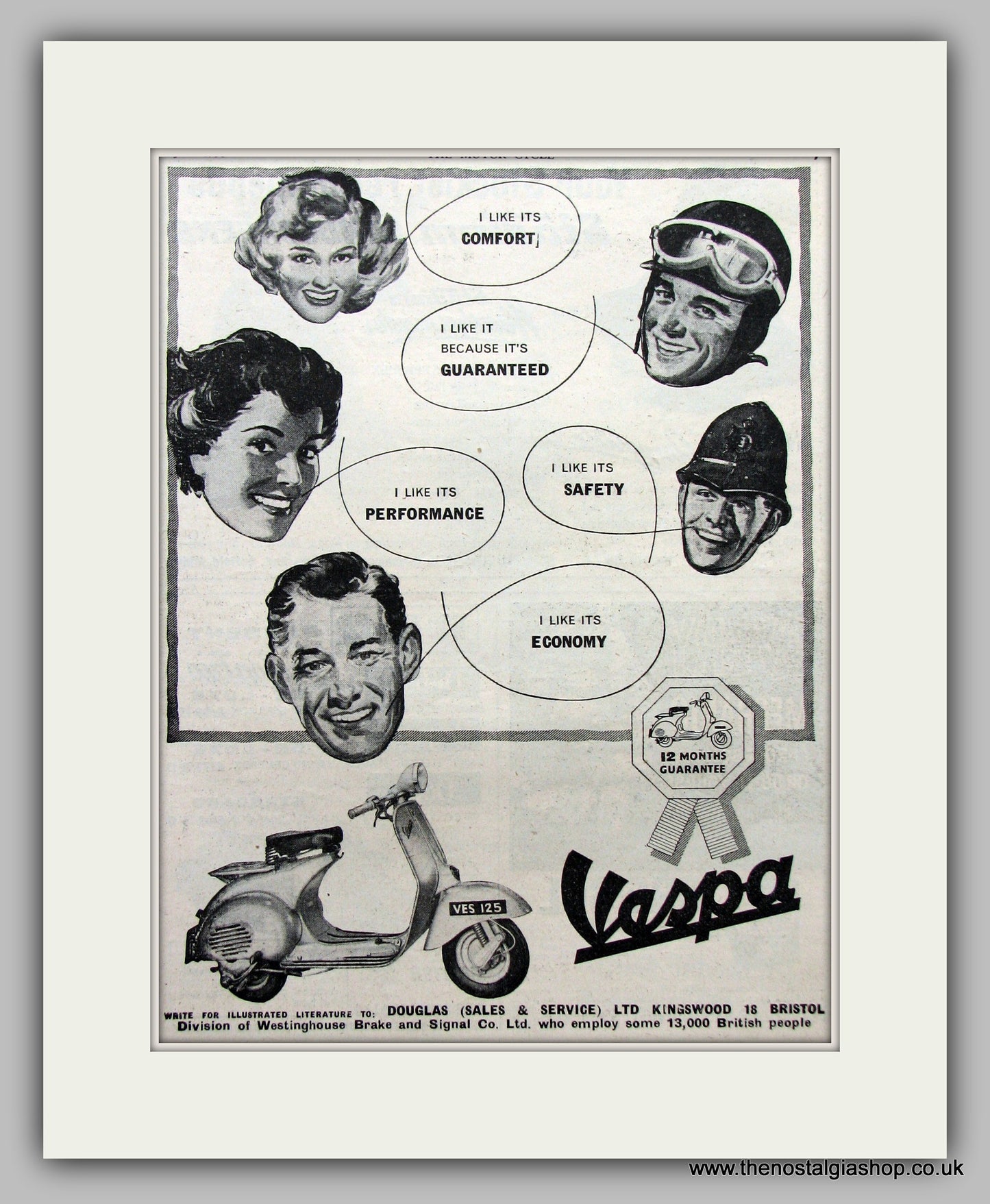 Vespa 125cc 1958 Original Advert (ref AD6814)