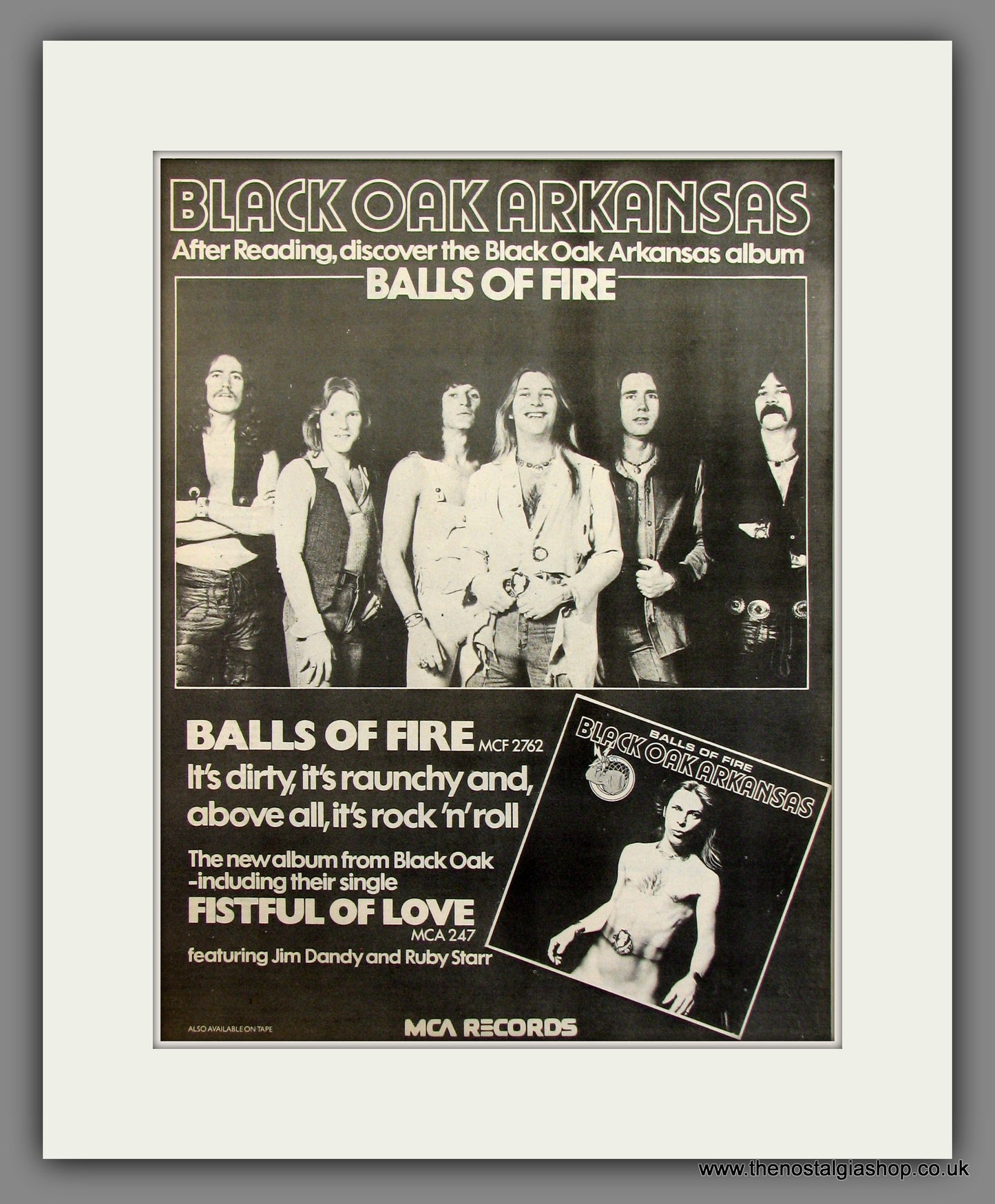 Black Oak Arkansas. Balls Of Fire. Original Advert 1976 (ref AD11698)