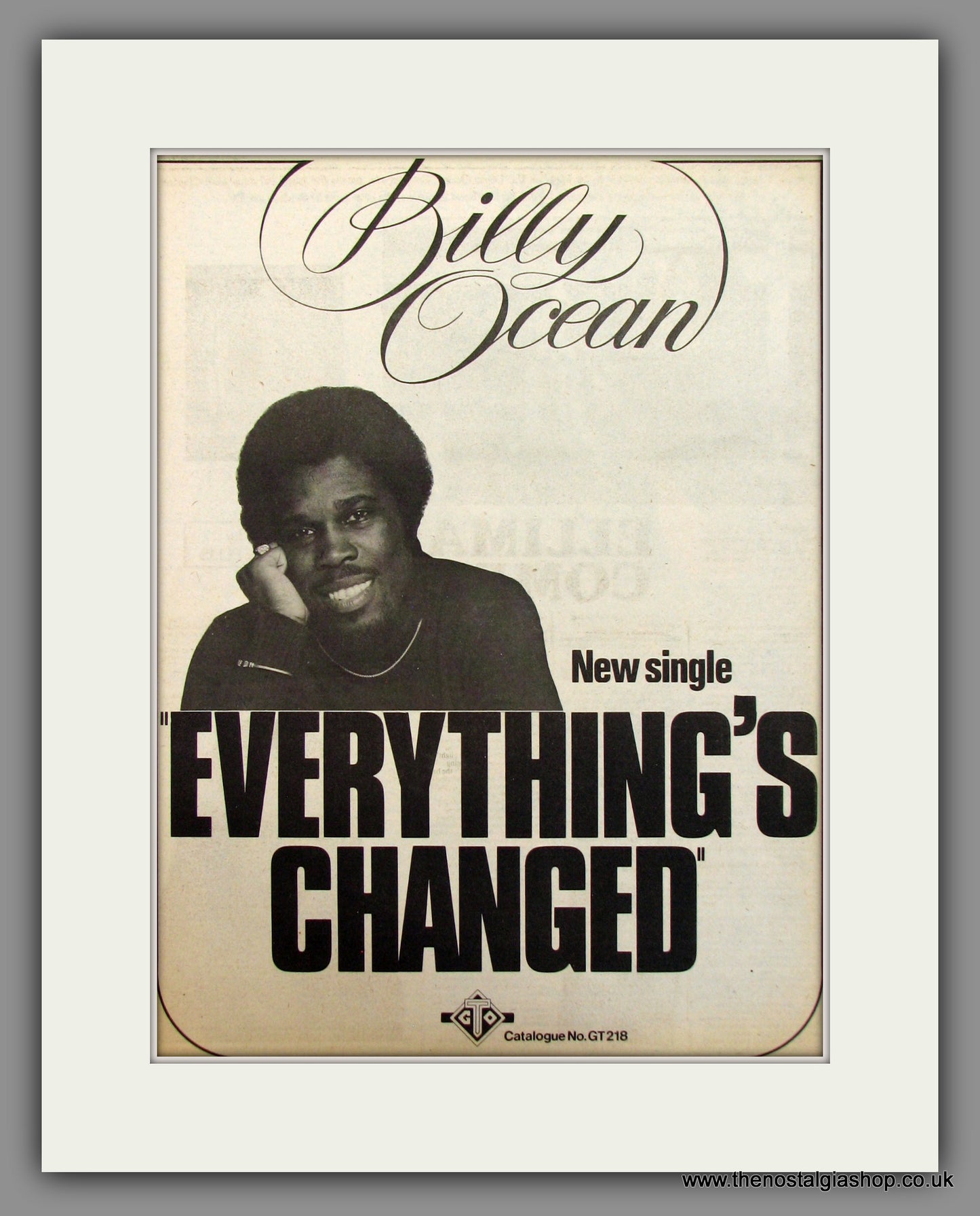 Billy Ocean, Everything's Changed. Original Advert 1978 (ref AD11702)