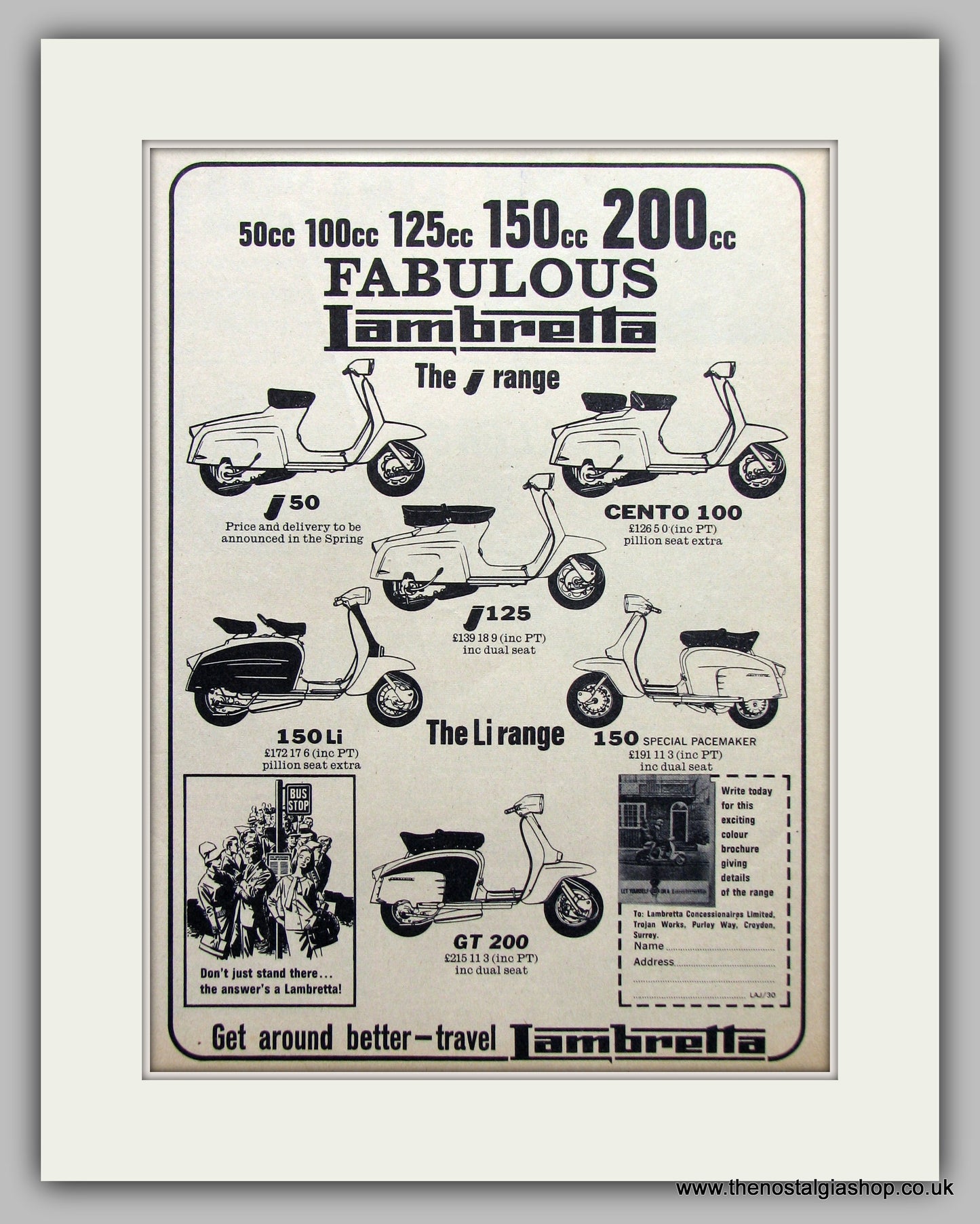 Lambretta Scooter Range.  Original Advert 1965 (ref AD6805)
