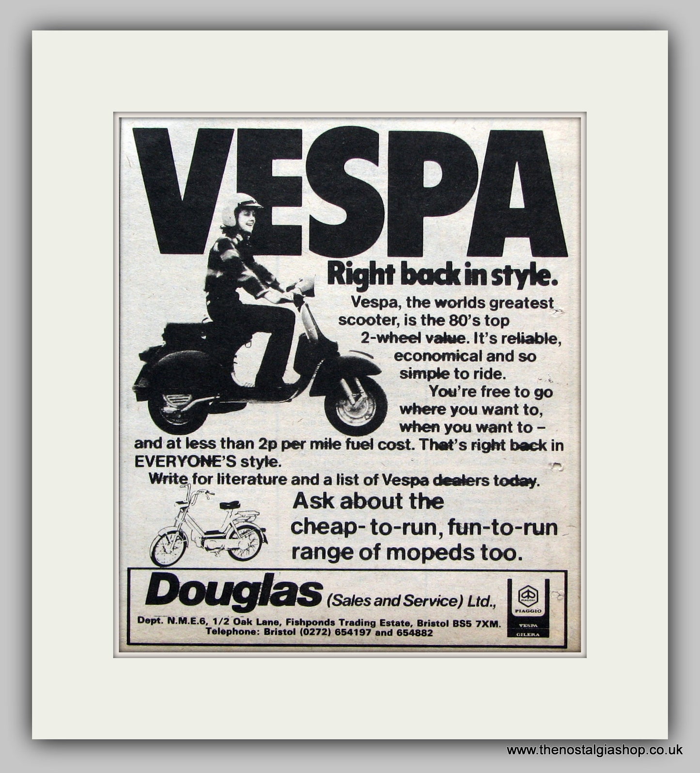Vespa Scooters Back in Style. 1980 Vintage Advert (ref AD6845)