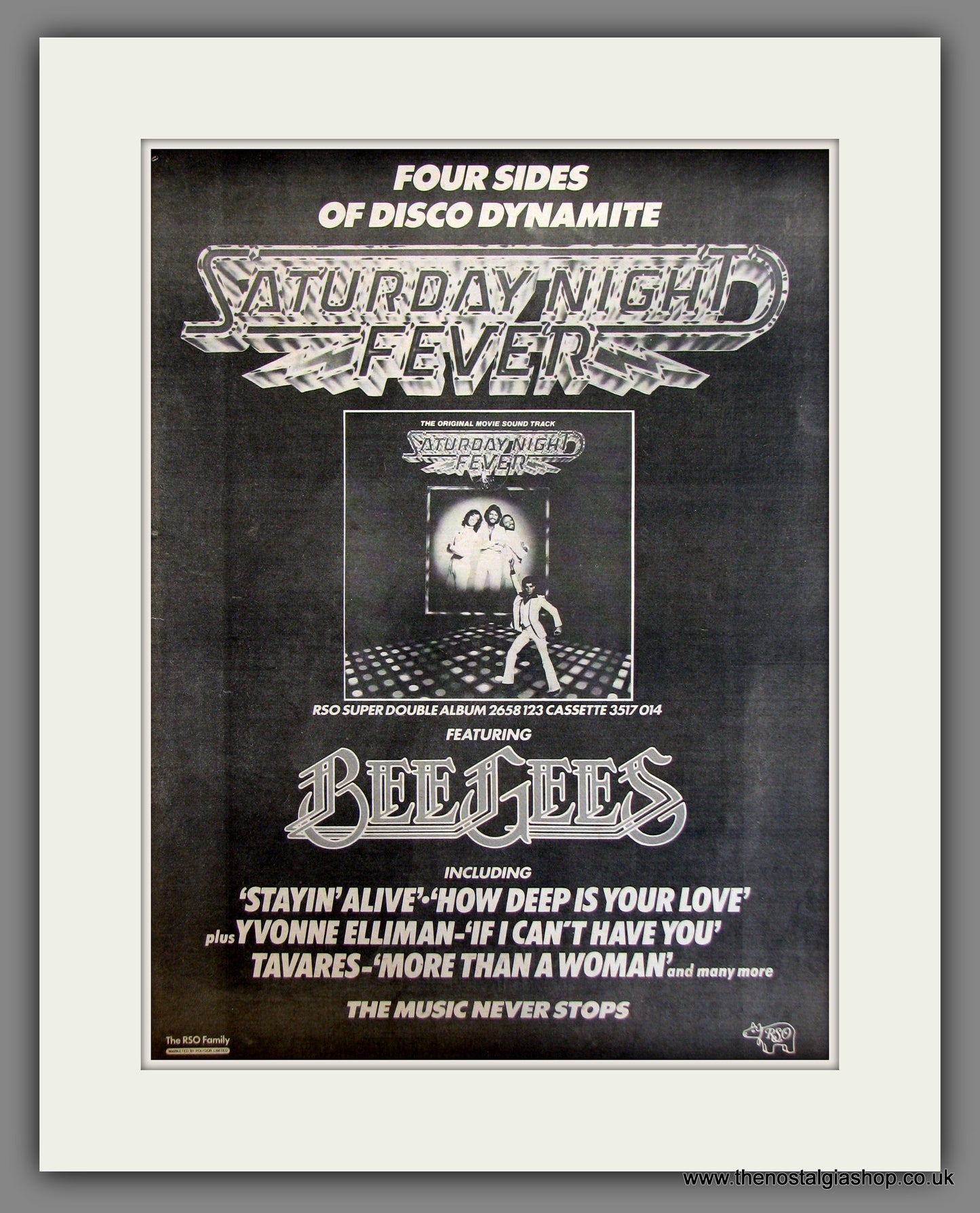 Bee Gees, Saturday Night Fever. Original Advert 1978 (ref AD11720)