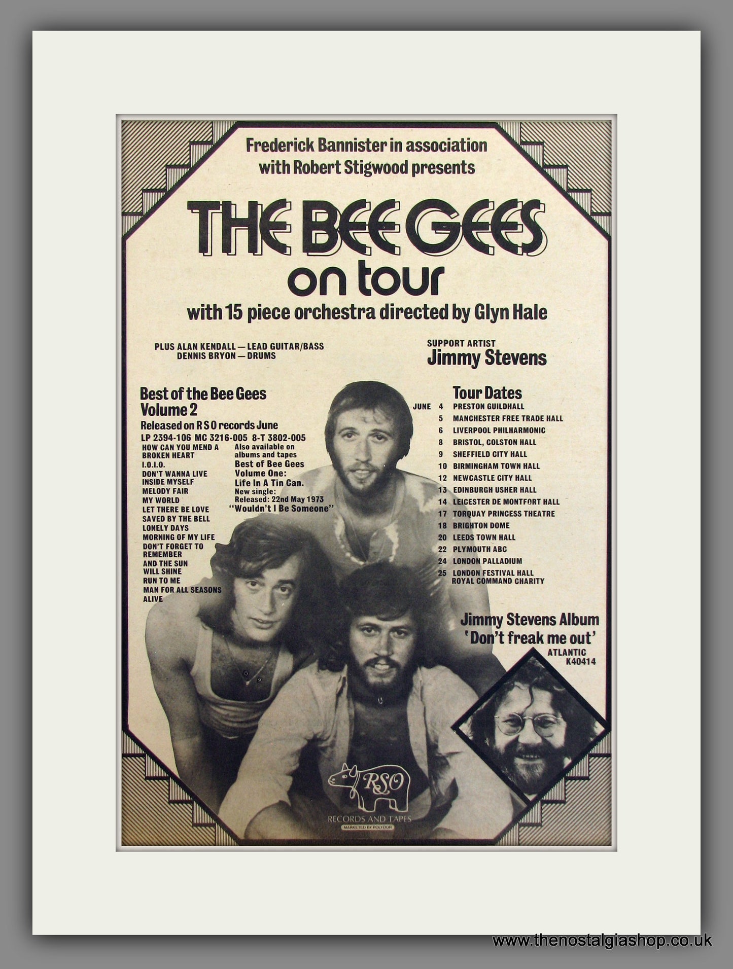 Bee Gees, On Tour. Original Advert 1973 (ref AD11721)