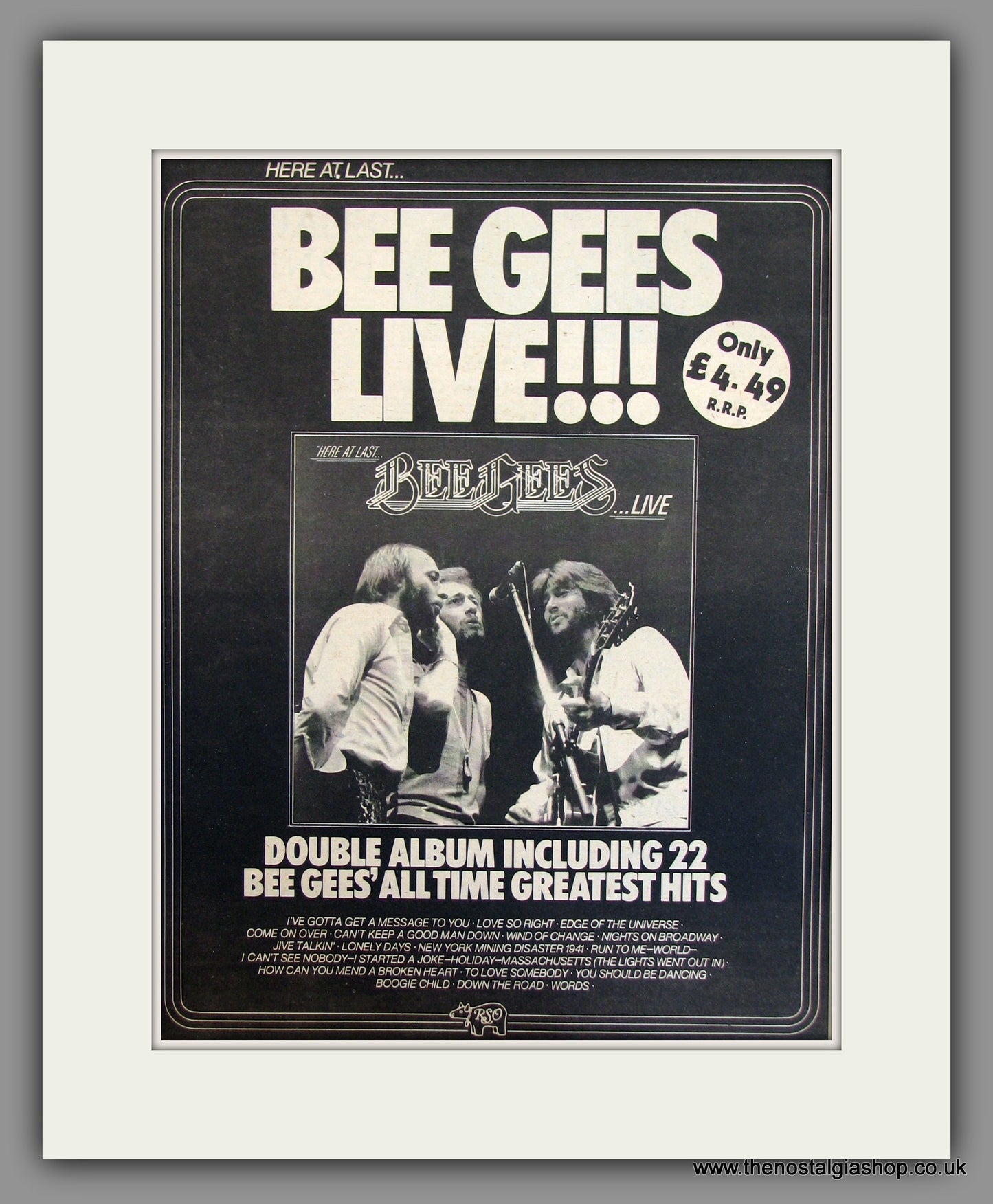 Bee Gees Live. Original Advert 1977 (ref AD11723)