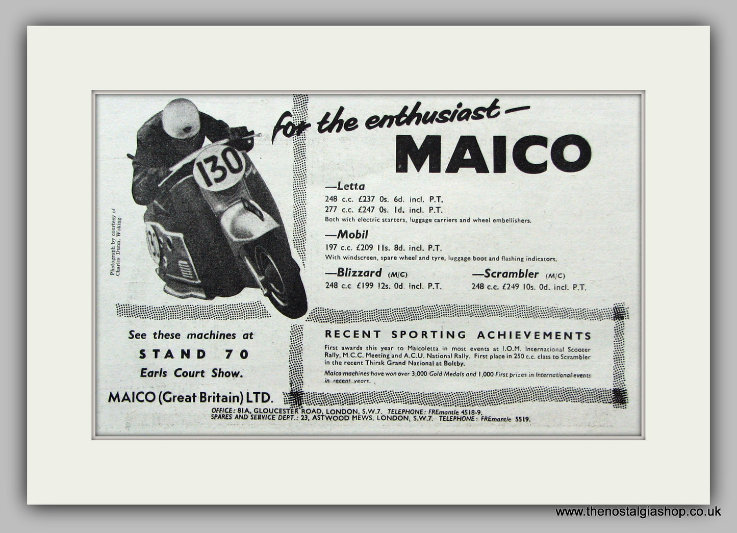 Maico Scooter  1958 Original advert (ref AD6837)