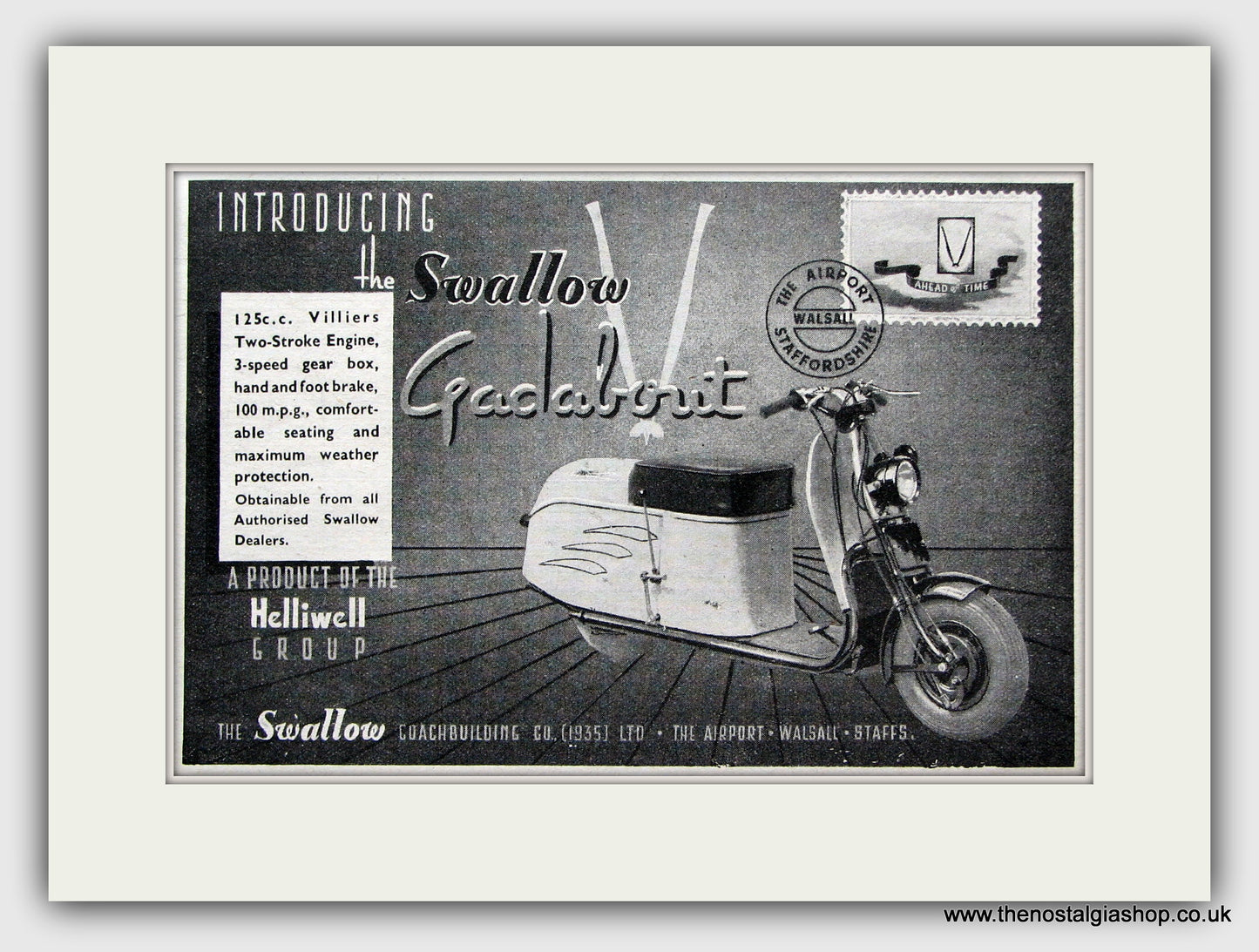Swallow Gadabout Scooter. 1947 Original advert (ref AD6842)