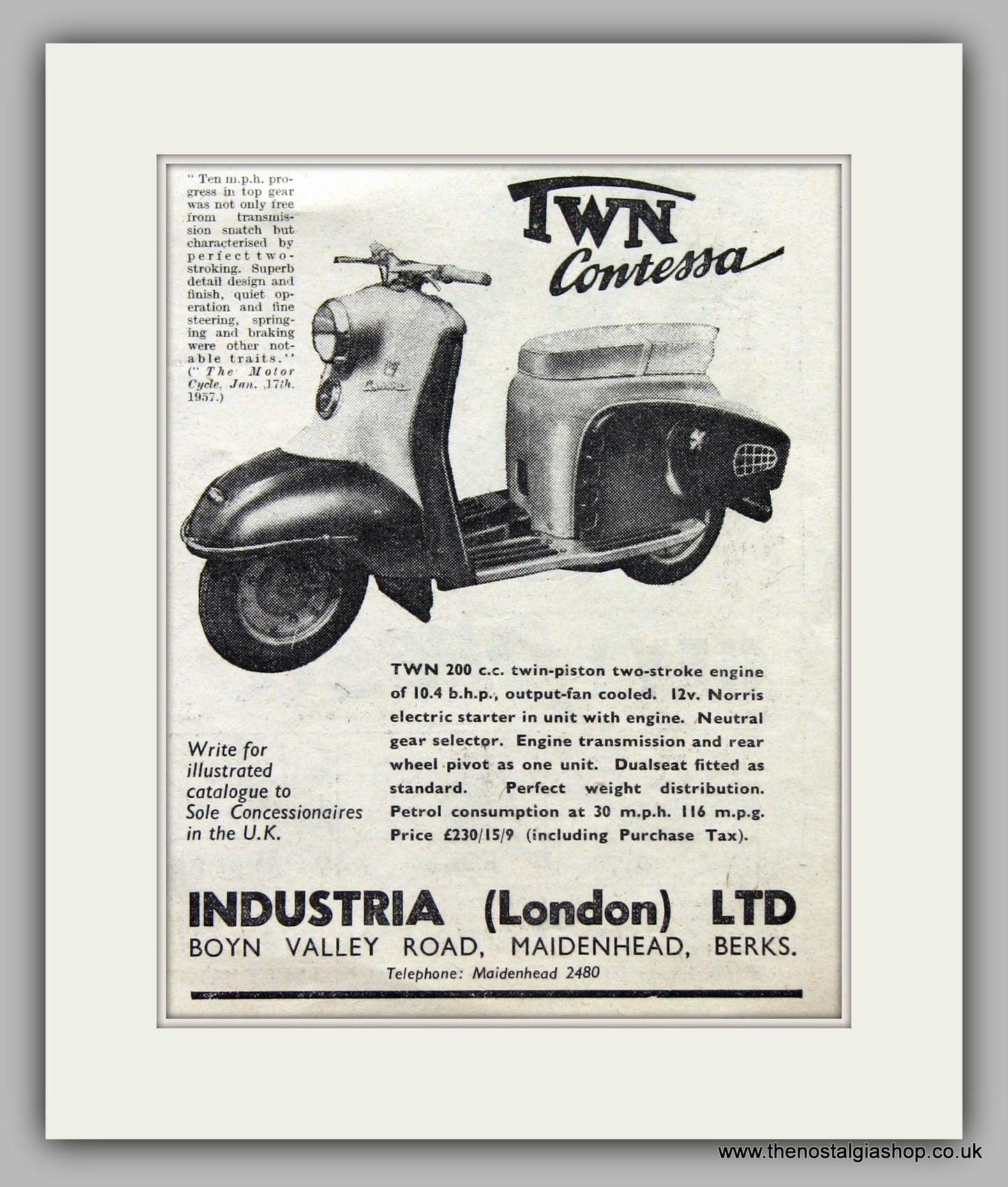 Twn Contessa Scooter 1957 Original advert (ref AD6841)