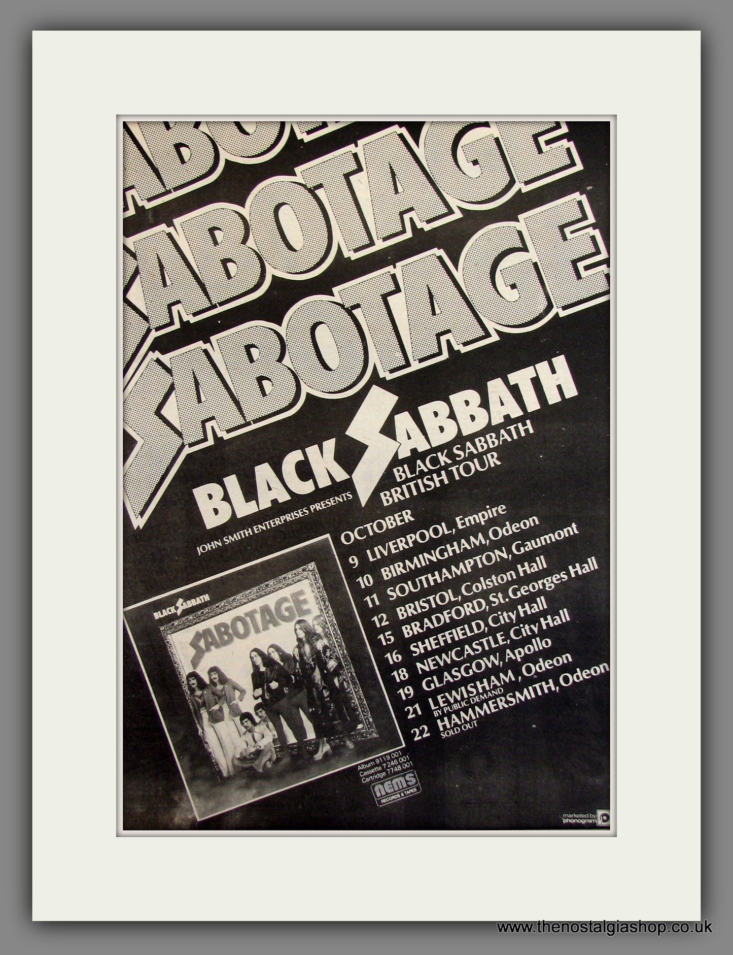 Black Sabbath, Sabotage. Original Advert 1975 (ref AD11736)