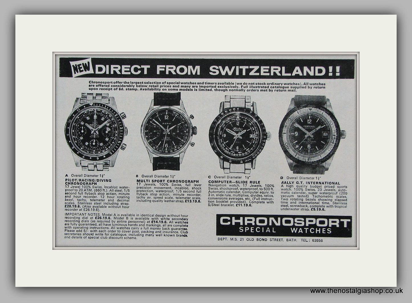 Chronosport Special  Watches. Original Advert 1967 (ref AD6831)