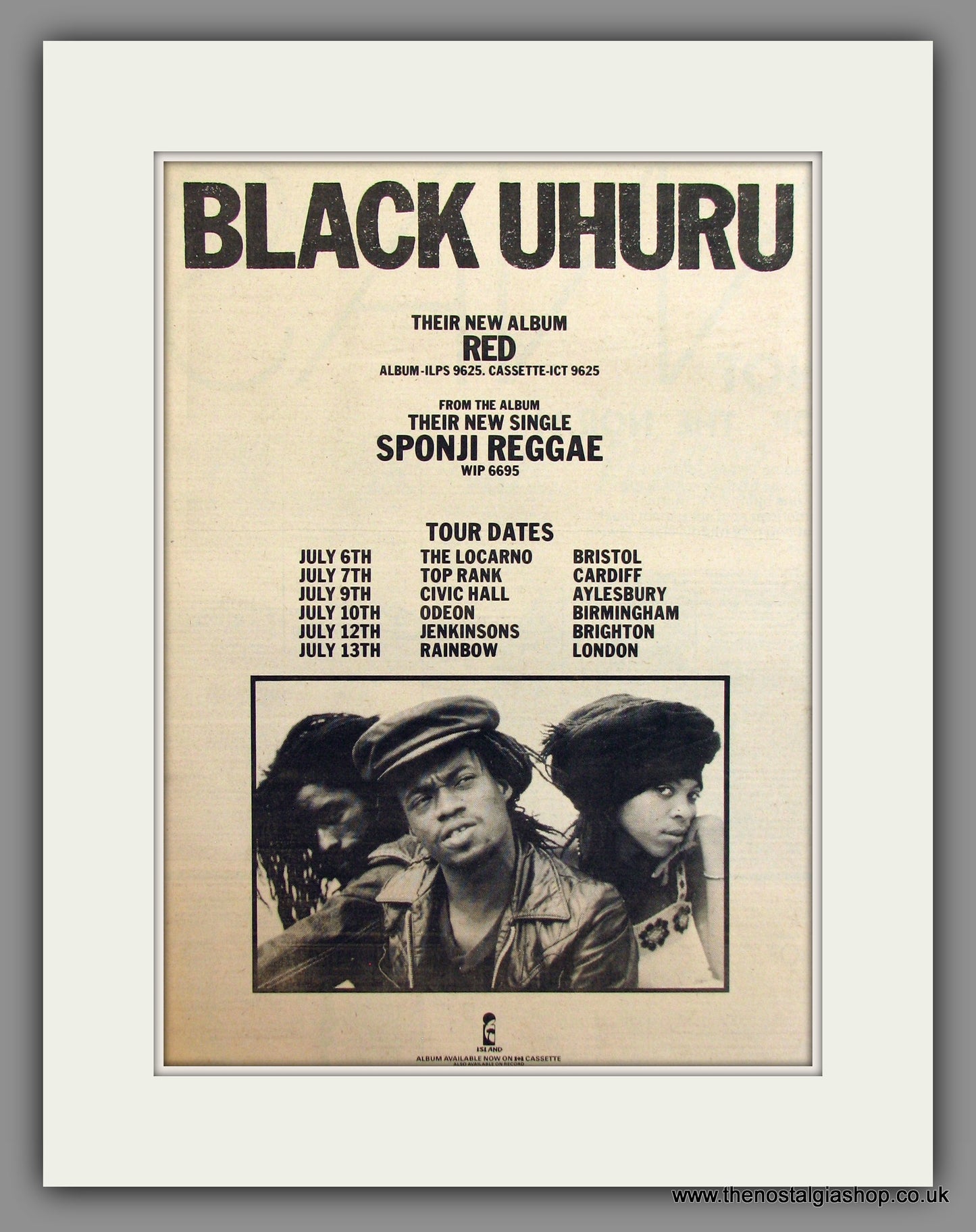 Black Uhuru, Red. Original Advert 1981 (ref AD11746)