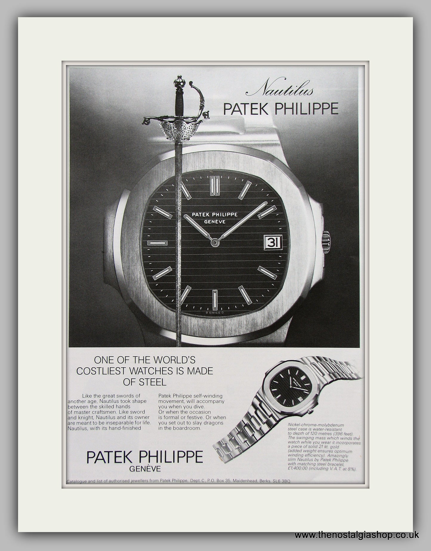 Patek Philippe Geneve Watches. Original Advert 1977 (ref AD6858)