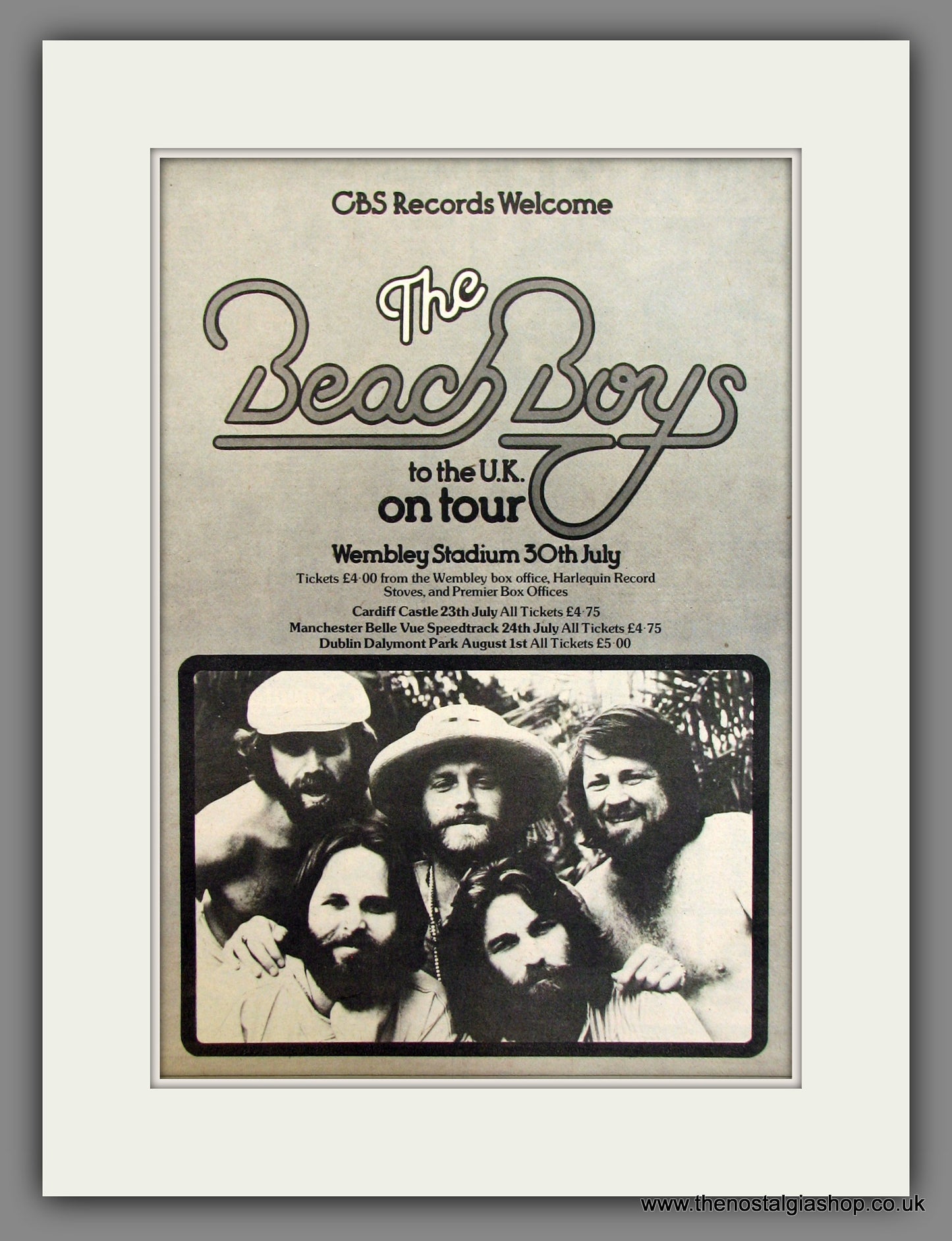 The Beach Boys On Tour In The UK. Original Advert 1977 (ref AD11753)