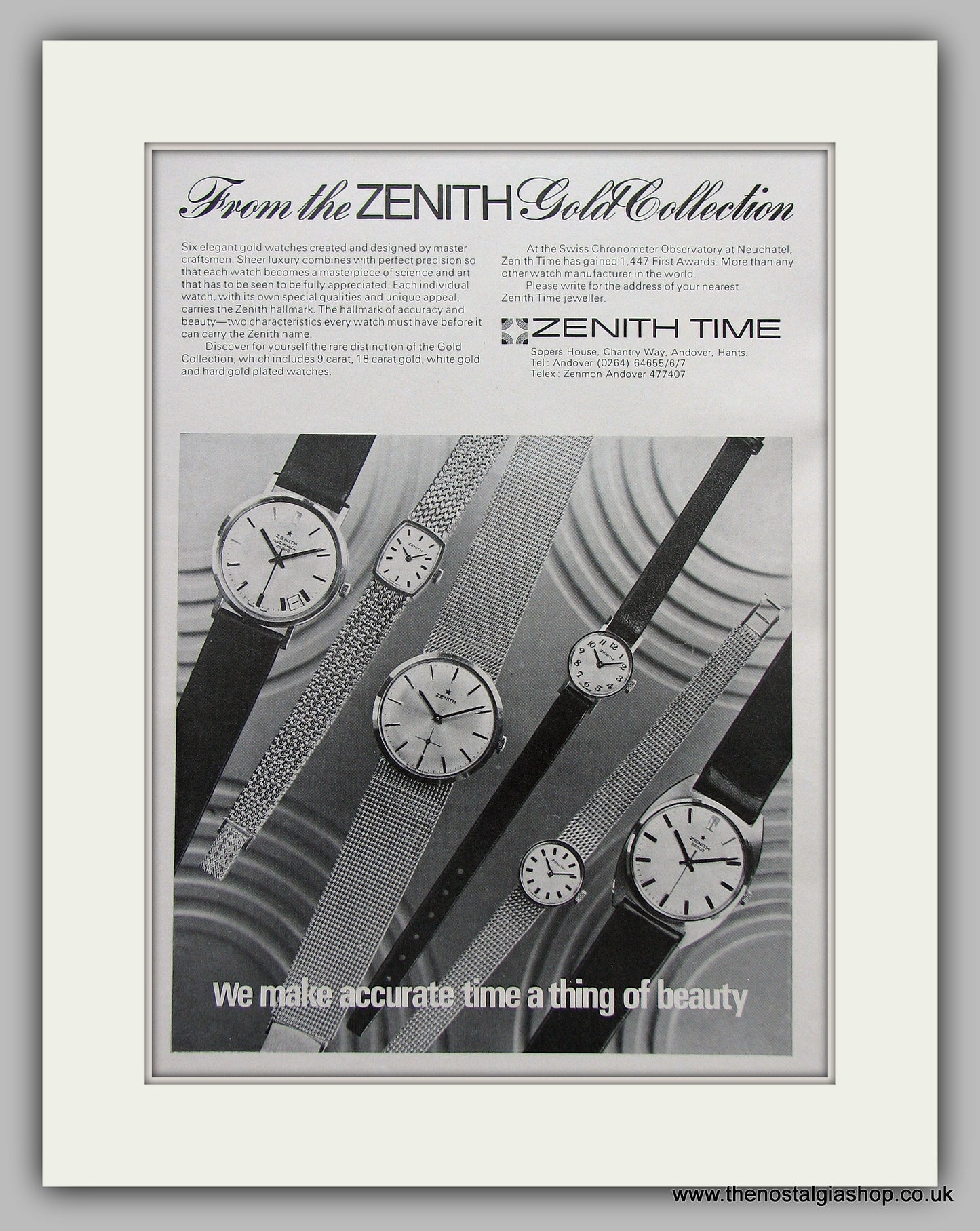 Zenith Watches. Original Advert 1973 (ref AD6863)