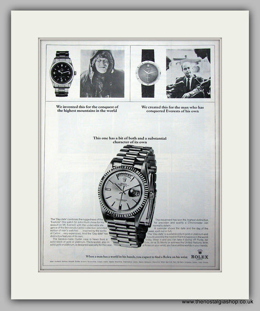Rolex Day-Date Watch.  Original Advert 1966 (ref AD9455)