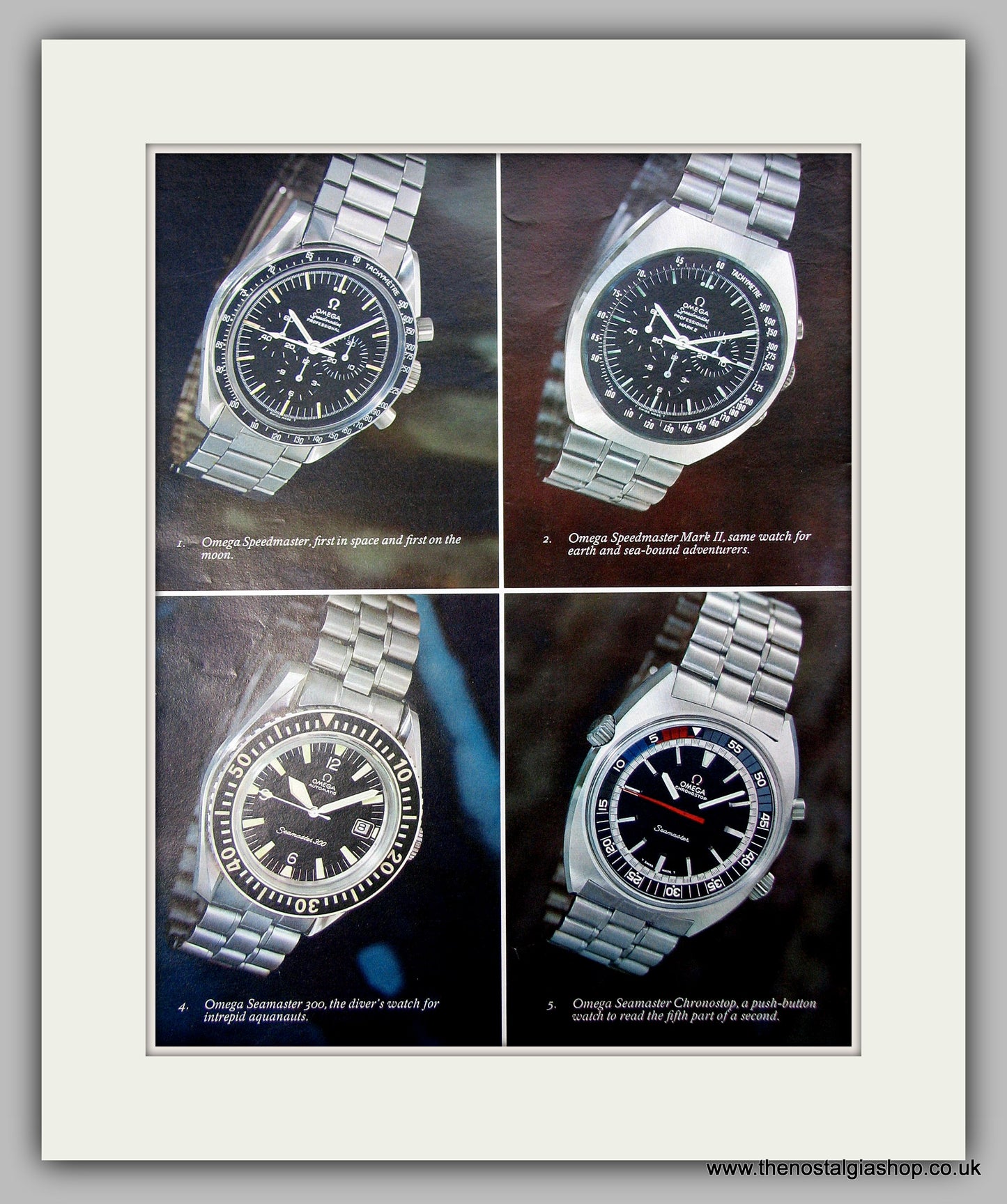 Omega Speedmaster and Seamaster Watches.  Original Double Advert 1969 (ref AD9461)