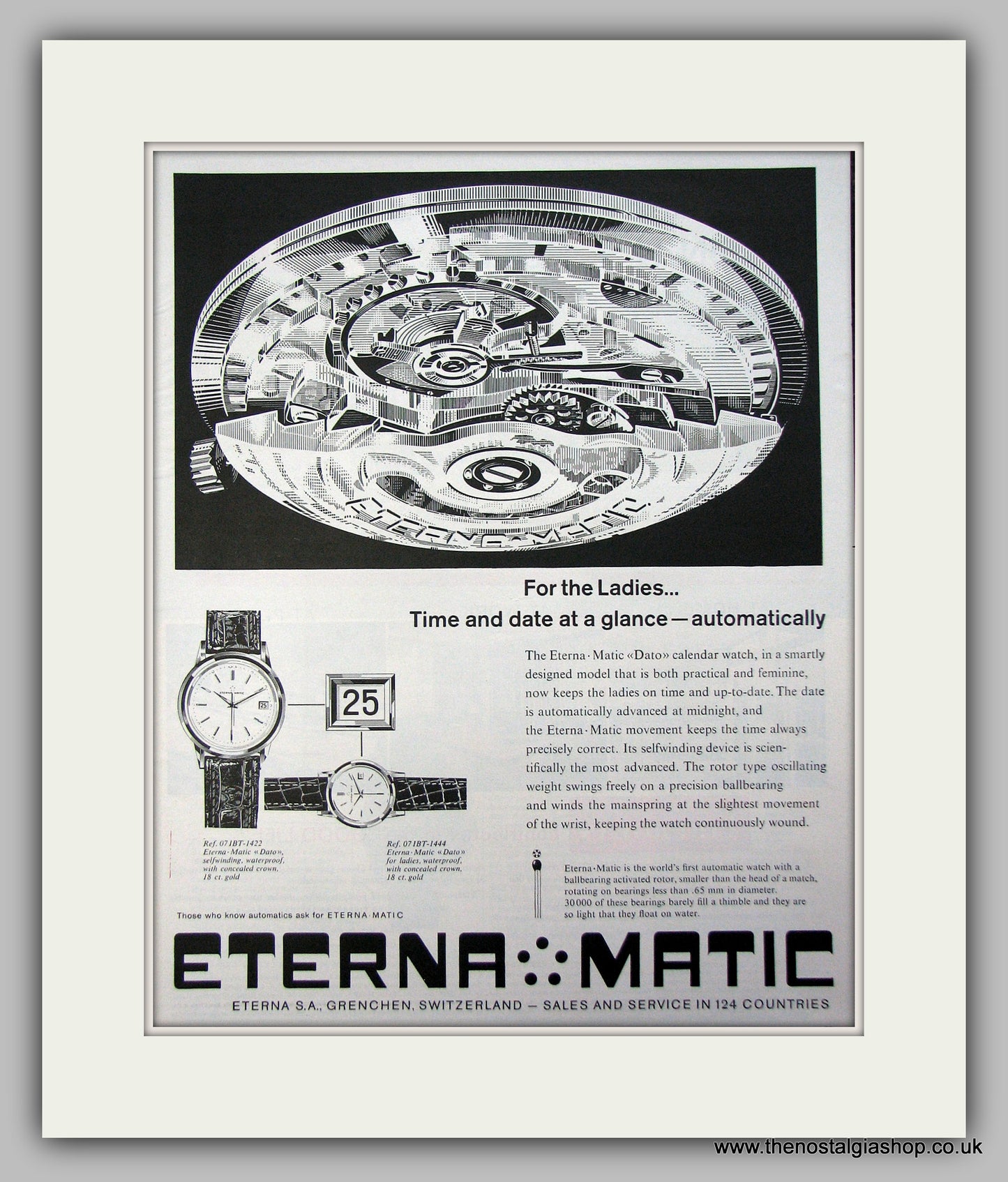 Eterna Matic Watch. Original Advert 1960 (ref AD9463)