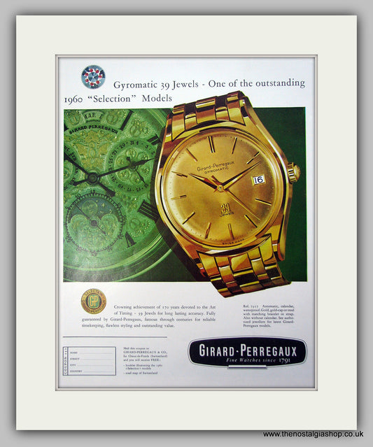 Girard-Perregaux Gyromatic Watch. Original Advert 1960 (ref AD9464)