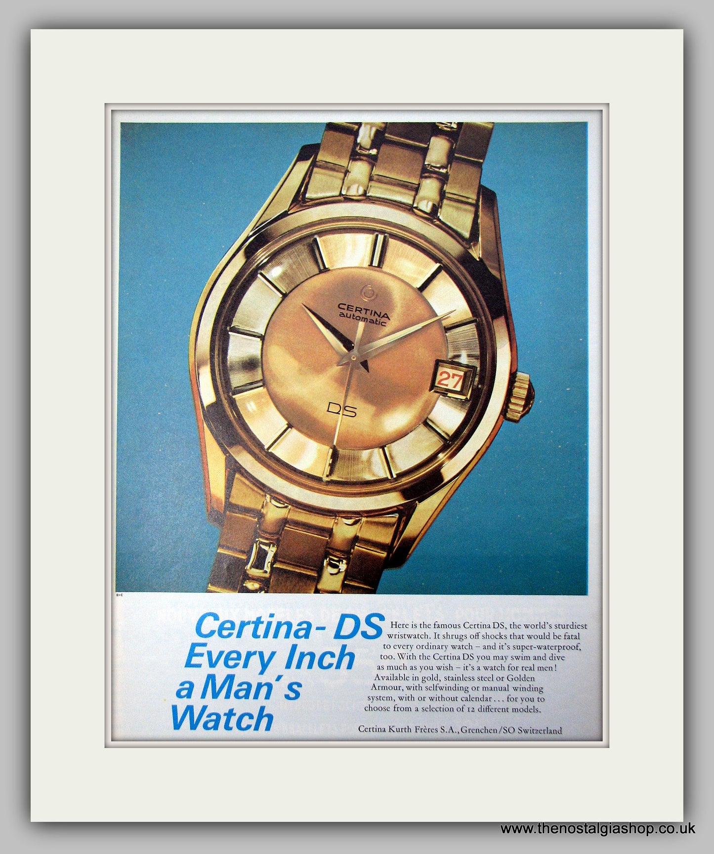 Certina-DS Watch Original Advert 1964 (ref AD9468)