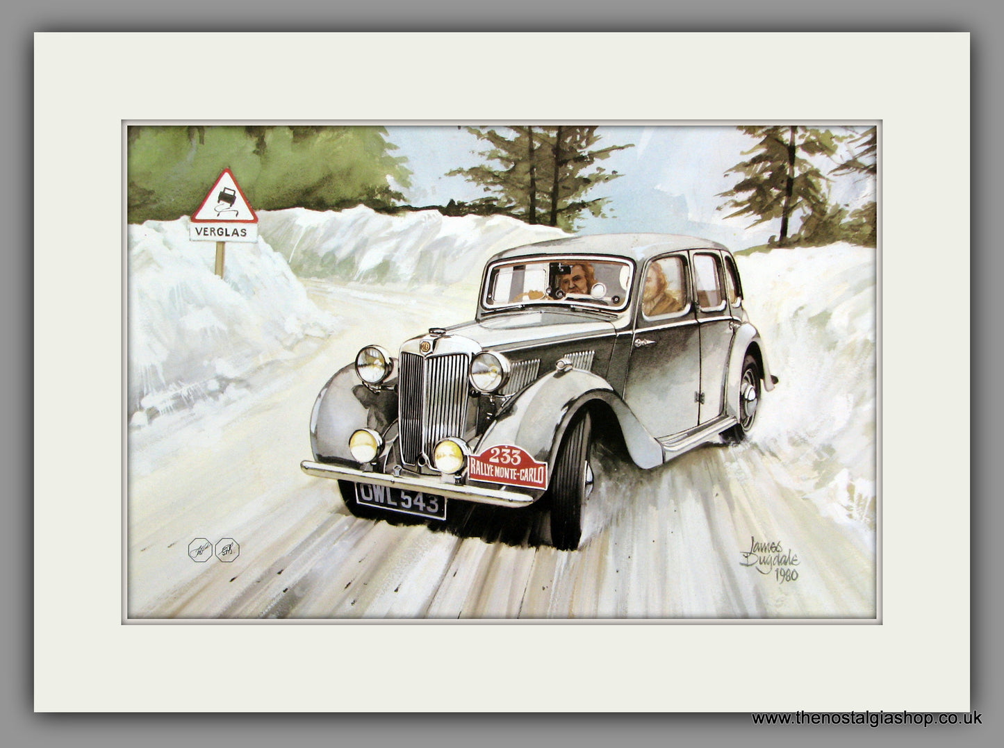 MG Y Type Saloon. Classic Large Car Print. Mounted.