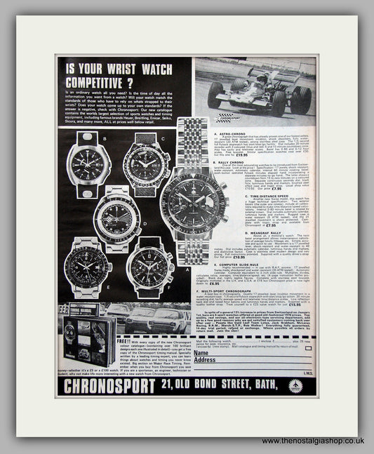 Chronosport Watch Original Advert 1971 (ref AD6881)