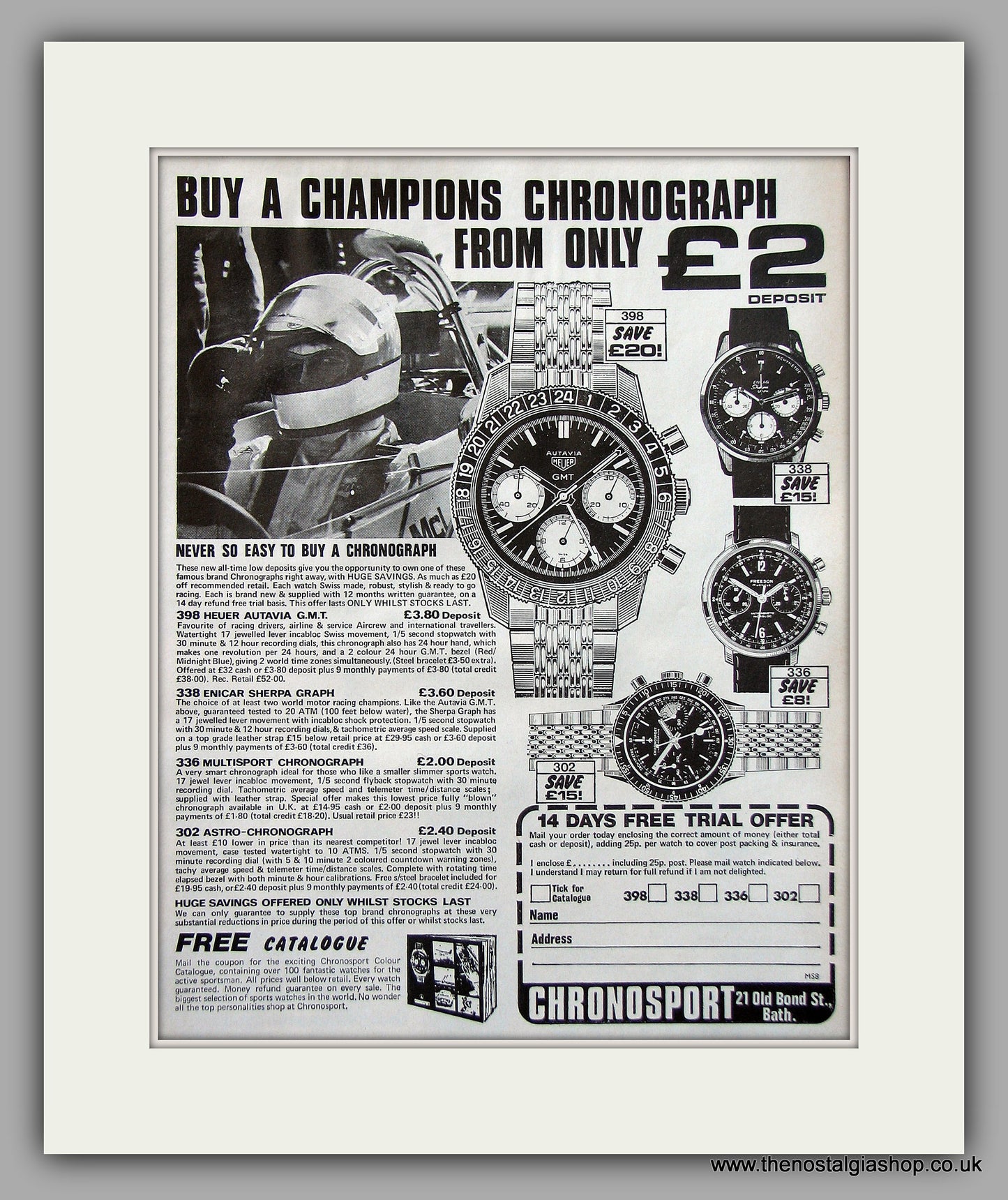 Chronosport  Chronograph Watch Original Advert 1972 (ref AD6882)
