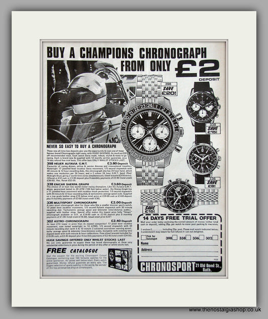 Chronosport  Chronograph Watch Original Advert 1972 (ref AD6882)