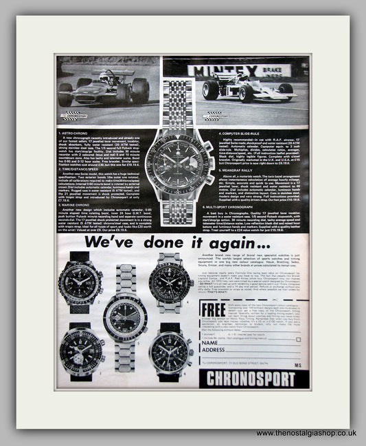 Chronosport Watch Original Advert 1970 (ref AD6883)