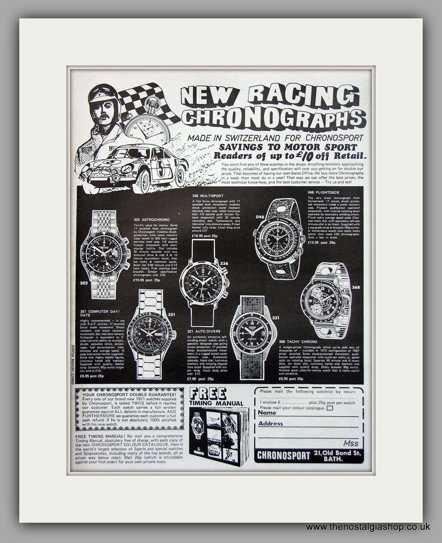 Chronosport Chronograph Set Of 2 Original Adverts 1971 (ref AD6885)