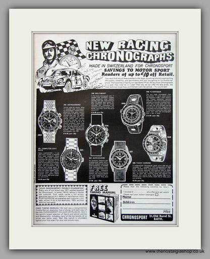 Chronosport Chronograph Set Of 2 Original Adverts 1971 (ref AD6885)