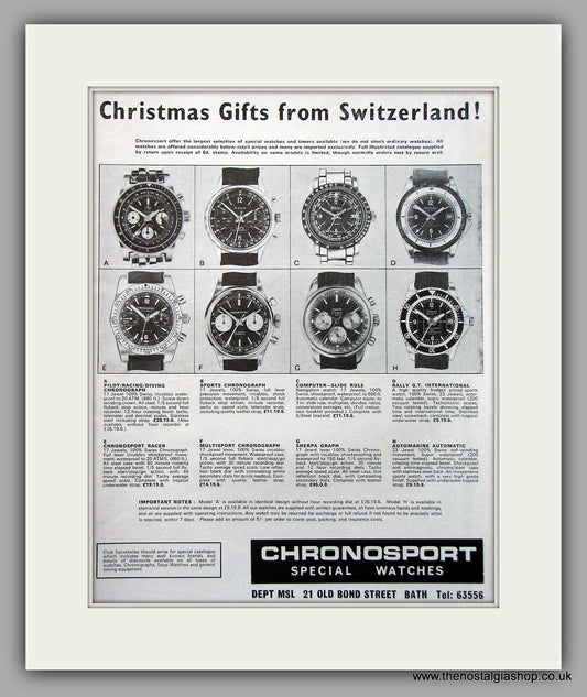 Chronosport Special  Watches Original Advert 1967 (ref AD6891)