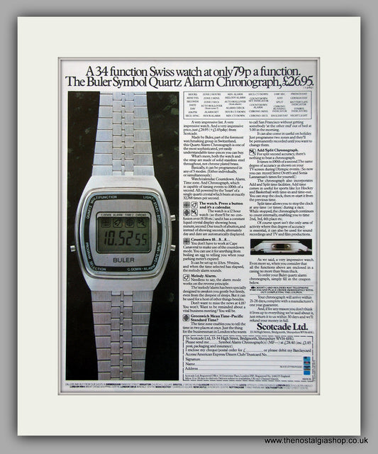 Buler Quartz Alarm Chronograph Watches Original Advert 1979 (ref AD6894)