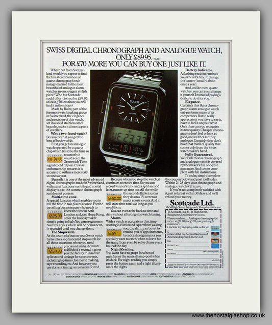 Buler Quartz Chronograph Watch Original Advert 1979 (ref AD6898)