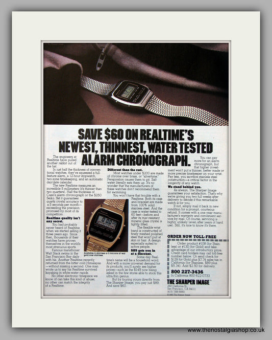 Alarm Chronograph Watch - The Sharper Image Original Advert 1980 (ref AD6899)