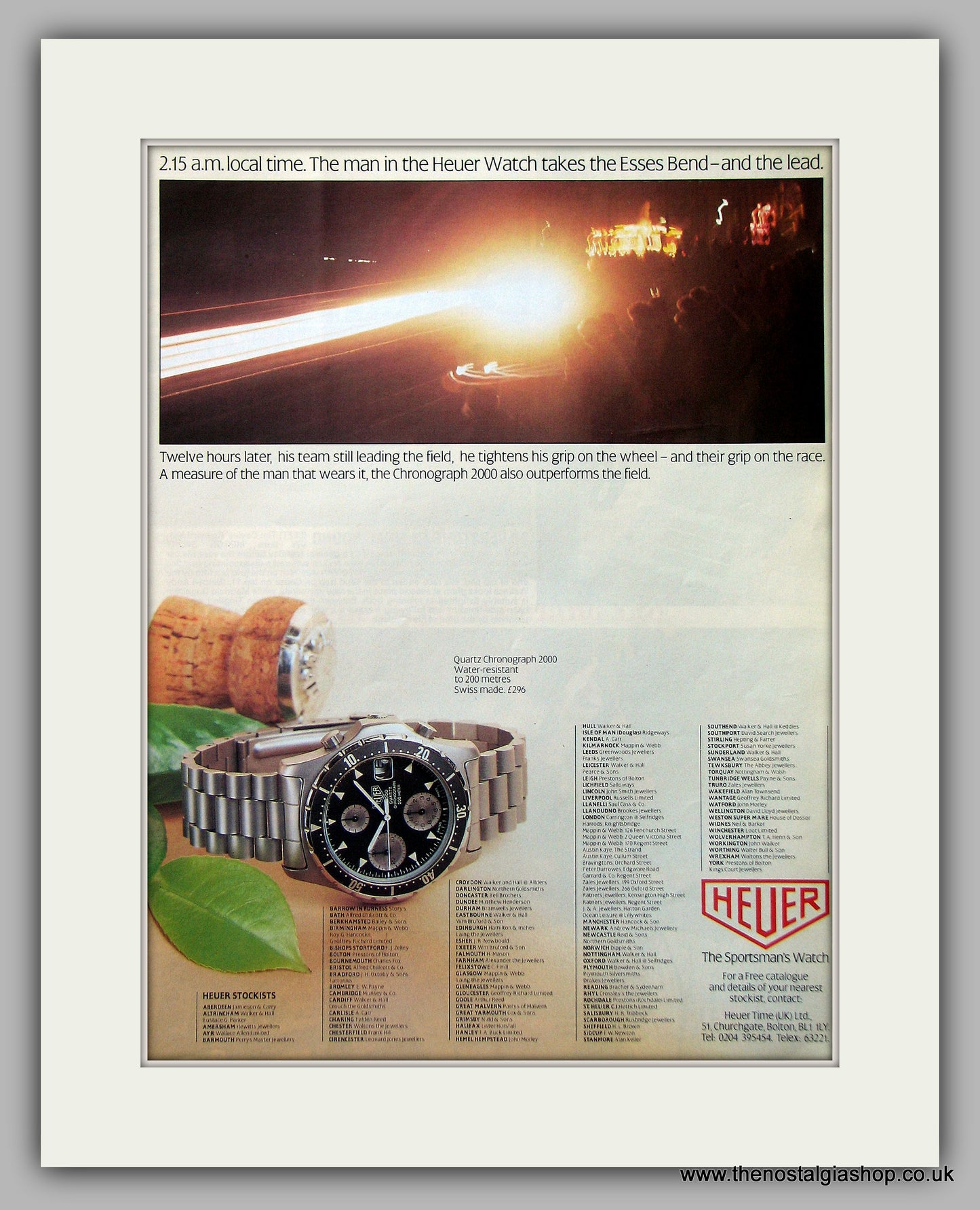 Heuer Quartz Chronograph 2000 Watch Original Advert 1985 (ref AD6901)